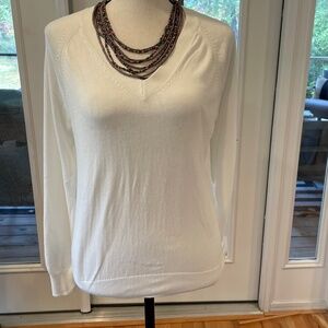 Banana Republic V-Neck Cream Sweater Size S